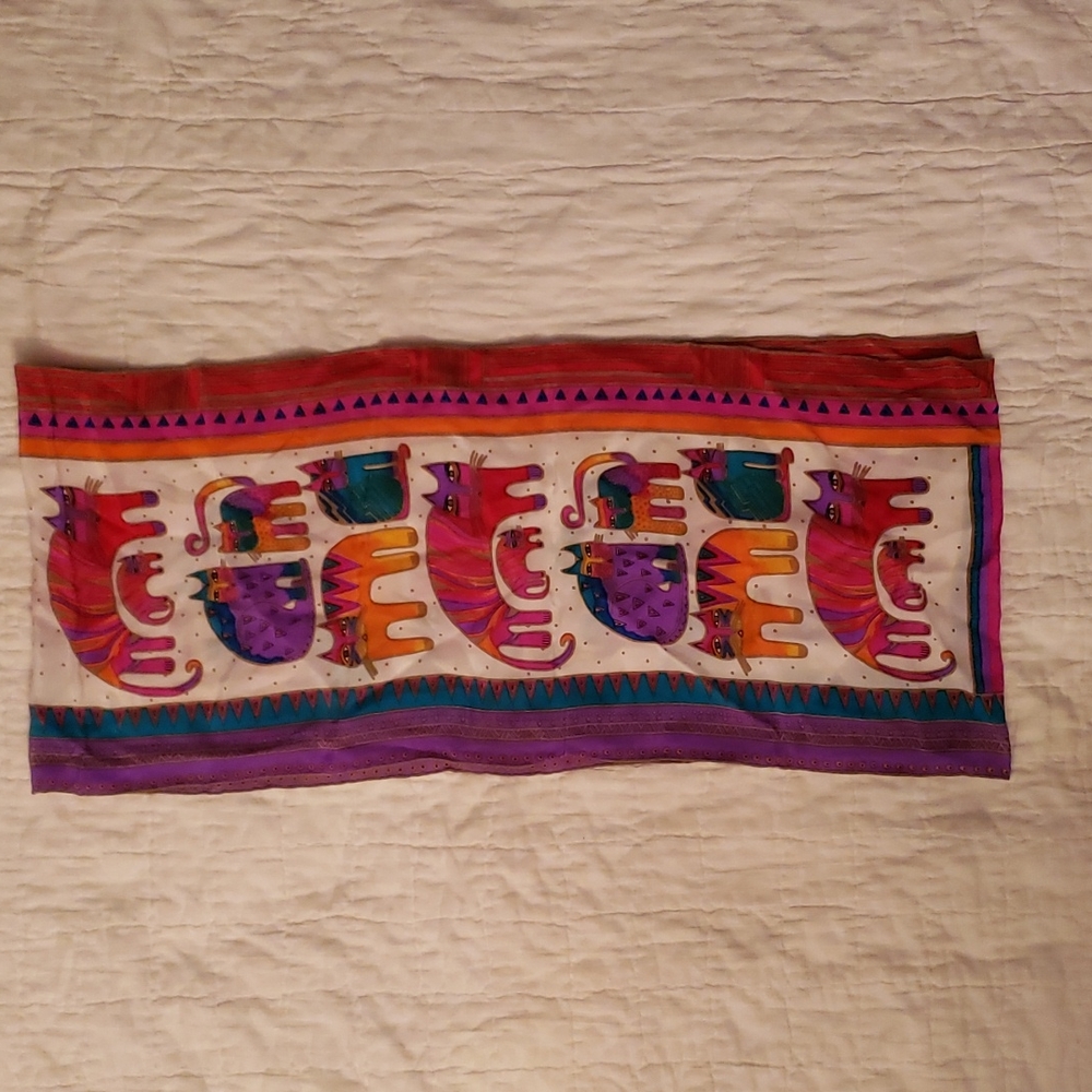 Laurel Burch Cat Scarf vintage 90s
